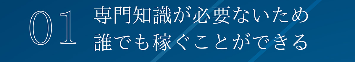 01 専門知識が必要ないため誰でも稼ぐことができる